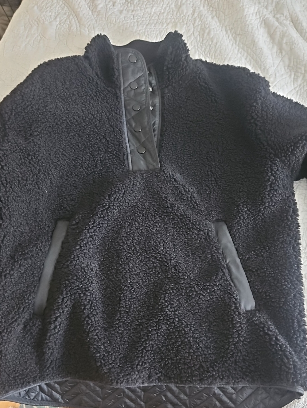 Athleta Black Sherpa and Quilted Jacket Panel